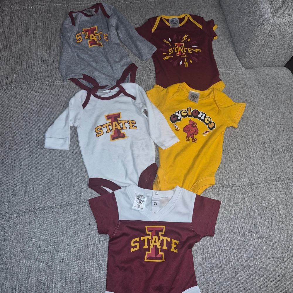 Iowa State Cyclones Baby Bodysuit Lot of 5 ISU NCAA Infant Clothes Set 3-6M